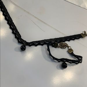 black bead choker and bracelet
